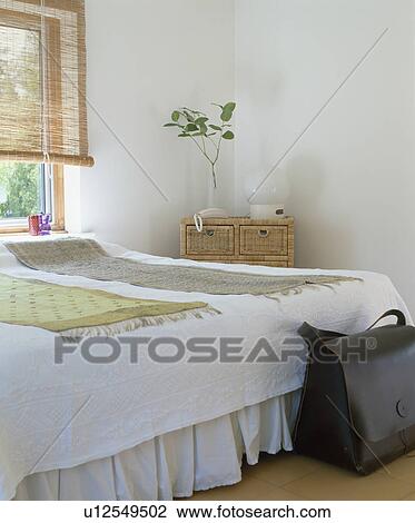 Stock Image - Modern white bedroom. Fotosearch