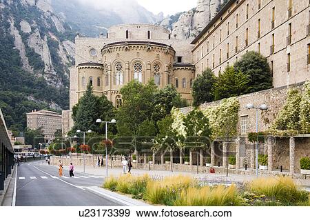 Stock Photo - Montserrat Basilica and Monastery, Montserrat, near Barcelona, Spain. Fotosearch