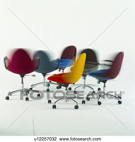 Multicoloured Modern Office Chairs With Steel Frames And Colourful