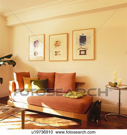 Orange sofa in modern living room View Large Photo Image Stock Image - Orange sofa in modern living room. Fotosearch