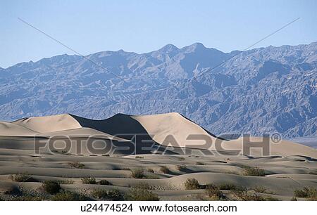Picture - Sand dunes with backdrop of mountains in the desert in California&#10;. Fotosearch