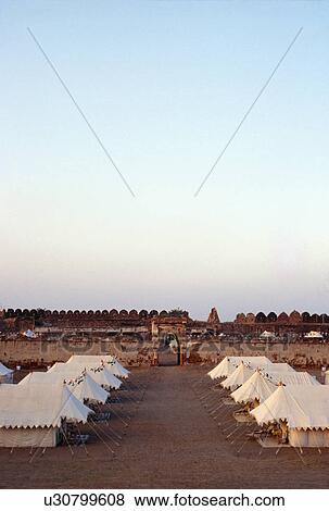 Stock Photo - Traditional Rajastani tents at Nagaur Fort in Rajastan. Fotosearch