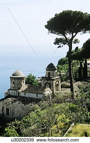 View from garden, Villa Rufolo, Ravello, Amalfi Coast, Campania, Italy View Large Photo Image Stock Photo - View from garden, Villa Rufolo, Ravello, Amalfi Coast, Campania, Italy. Fotosearch
