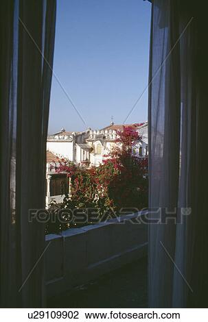 Stock Image - View from window of buildings in the 17th fortress Rawlai Narlai now a hotel . Fotosearch