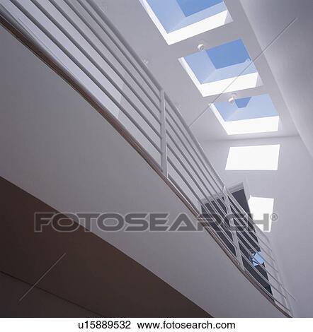 View of gallery landing in modern white hall View Large Photo Image Stock Image - View of gallery landing in modern white hall. Fotosearch