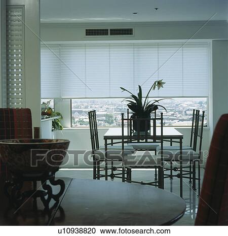 White blind on window in modern white dining room View Large Photo Image Stock Image - White blind on window in modern white dining room. Fotosearch