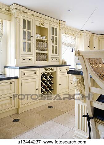 Wine Storage In Fitted Dresser In Traditional Cream Country