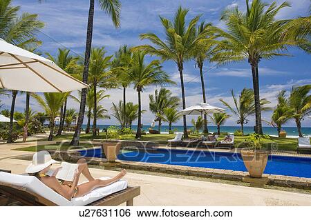 Brazil Hotel pool beside ocean. View Large Photo Image Stock Photograph - Brazil Hotel pool beside ocean.. Fotosearch