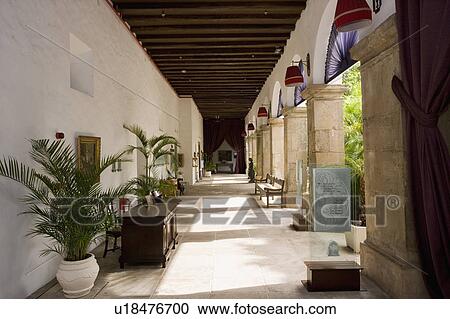 Stock Image - Brazil. Patio. Columns. . Fotosearch