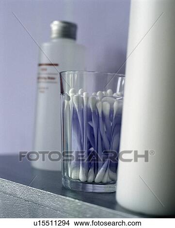 Close-up of cotton-buds in glass jar View Large Photo Image Picture - Close-up of cotton-buds in glass jar. Fotosearch