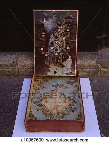 Stock Image - Close-up of old games set. Fotosearch