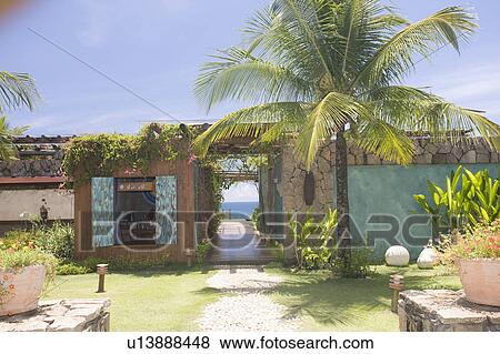 Stock Photo - Entrance to Beach house in Brazil.. Fotosearch