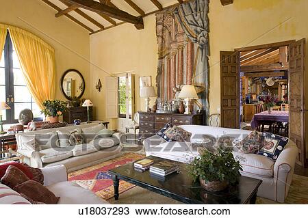Large comfortable lounge leading off kitchen in Spain View Large Photo Image Stock Image - Large comfortable lounge leading off kitchen in Spain. Fotosearch
