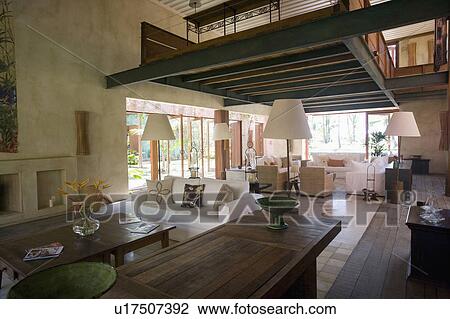 Stock Image - Livingroom in Beach house in Brazil.. Fotosearch