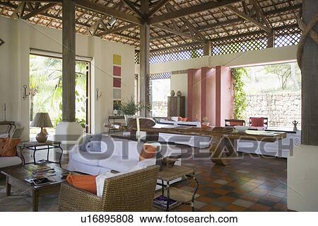 Stock Photo - livingroom in seaside house in Brazil. Fotosearch