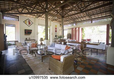 Stock Photography - Livingroom in seaside house in Brazil. Fotosearch