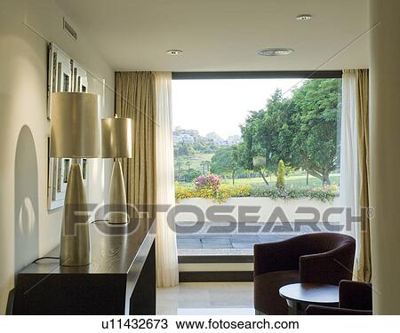 Stock Image - Mclundie hotel small meeting room with view jover golf course.. Fotosearch