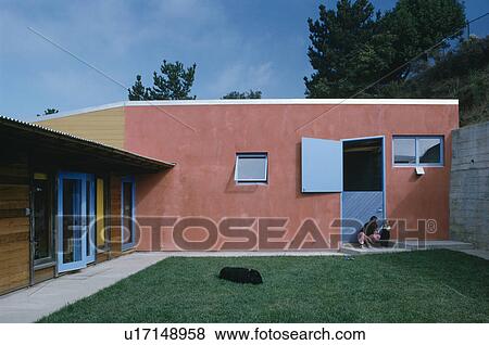 Stock Photo - Modern single storey Californian house designed by Mark Mack. Fotosearch