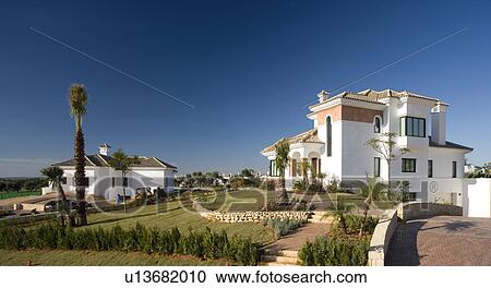 Stock Image - New villa at Arcos de la frontera Golf course Southern Spain. Fotosearch