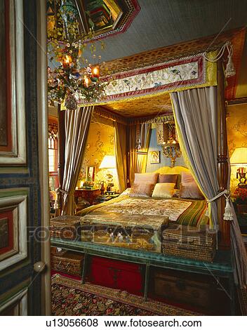 Opulent Drapes On Four Poster Bed In Bedroom Designed By Tony