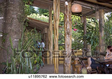 Stock Image - Verandah on Beach house in Brazil.. Fotosearch