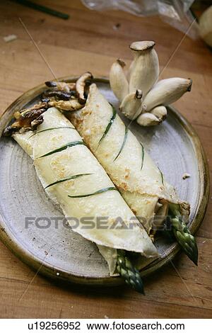 Asparagus and Parmesan Crepes View Large Photo Image Stock Image - Asparagus and Parmesan Crepes. Fotosearch