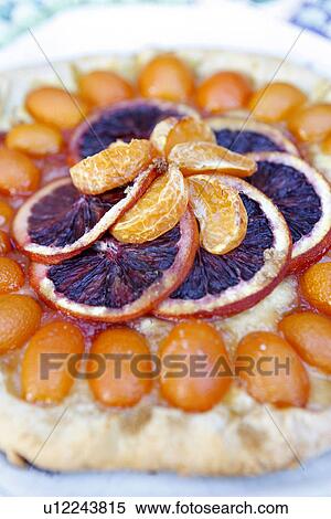 Stock Photography - Blood Orange and Kumquat Fruit Pizza. Fotosearch