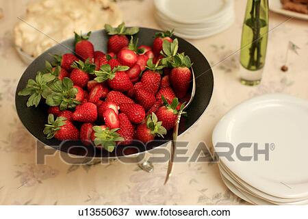 Stock Photo - Bowl of Fresh Strawberries. Fotosearch