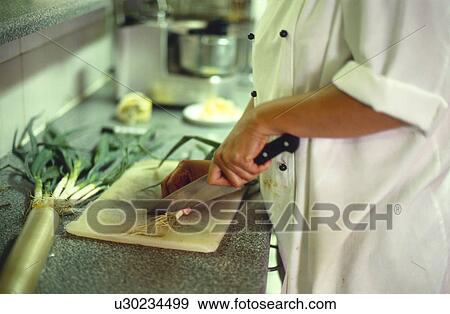 Chef chopping spring onions View Large Photo Image Stock Photo - Chef chopping spring onions. Fotosearch