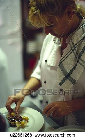 Stock Photo - Chef making dessert. Fotosearch