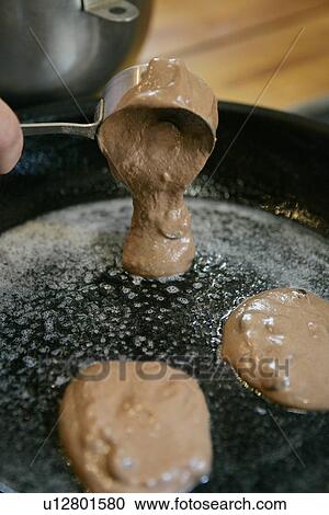 Chocolate Pancake batter in Pan View Large Photo Image Stock Image - Chocolate Pancake batter in Pan. Fotosearch