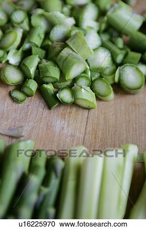 Stock Image - Chopped Asparagus. Fotosearch