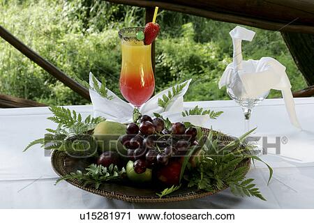 Stock Image - Cocktails at a South African Game Lodge. Fotosearch