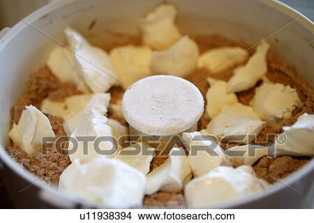 Picture - Cocoa Powder with batter mix / Chocolate Shortcake. Fotosearch
