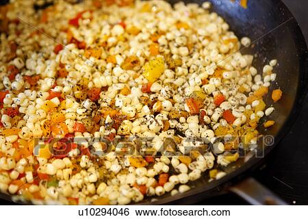 Corn, Peppers and Scallions in Pan View Large Photo Image Stock Photograph - Corn, Peppers and Scallions in Pan. Fotosearch