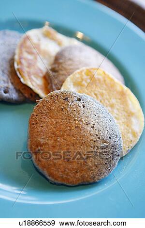 Stock Photo - Cornmeal Pancakes/ step shot. Fotosearch