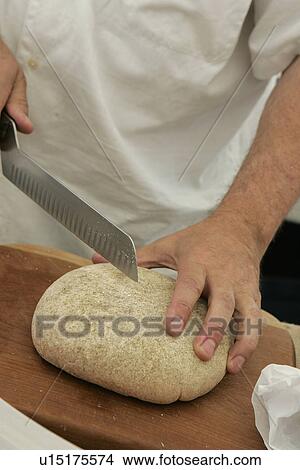 Picture - Cutting Cheese at Farmers Market. Fotosearch