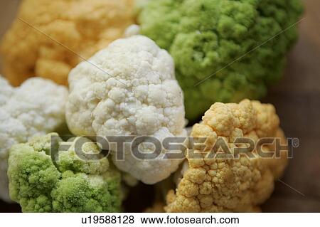 Stock Photo - Different colours and varieties of cauliflower. Fotosearch