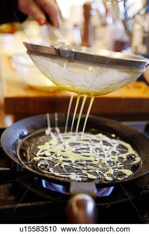 Egg dripping on to Pan through Sieve View Large Photo Image Stock Image - Egg dripping on to Pan through Sieve. Fotosearch