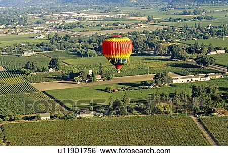 Stock Photograph - Hot Air Ballooning, Napa Valley, California, North America. Fotosearch