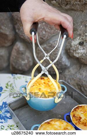Lifting Baked Herb Egg Ramekin with Tongs View Large Photo Image Stock Image - Lifting Baked Herb Egg Ramekin with Tongs. Fotosearch
