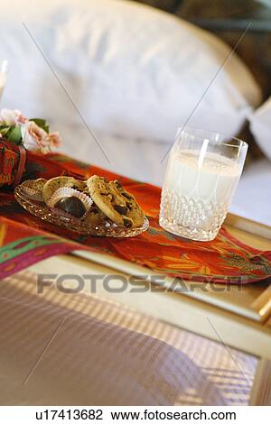 Milk and Chocolate Chip Cookies in Bed View Large Photo Image Stock Image - Milk and Chocolate Chip Cookies in Bed. Fotosearch