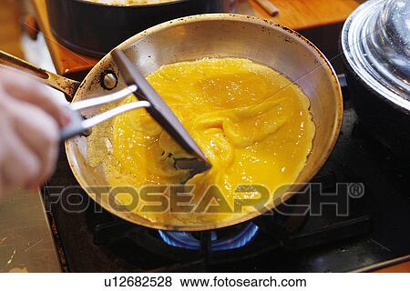 Stock Photo - Omelette in Pan / step shot. Fotosearch