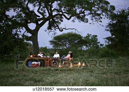 Outdoor dining, Camp Jabulani View Large Photo Image Stock Photo - Outdoor dining, Camp Jabulani. Fotosearch