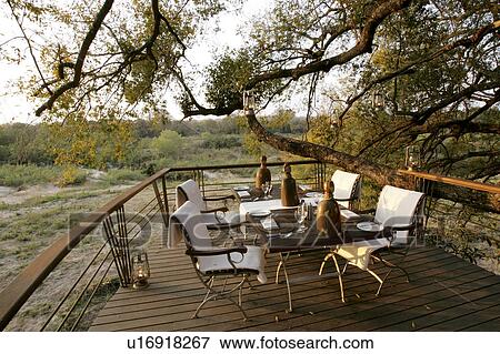 Stock Photo - Patio at a safari lodge in South Africa. Fotosearch