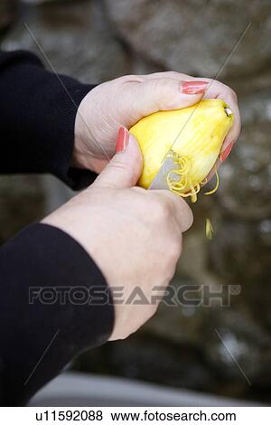 Peeling Citrus Zest with Zester View Large Photo Image Stock Photo - Peeling Citrus Zest with Zester. Fotosearch