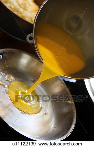 Pouring Egg Yolk into Pan View Large Photo Image Stock Photo - Pouring Egg Yolk into Pan. Fotosearch