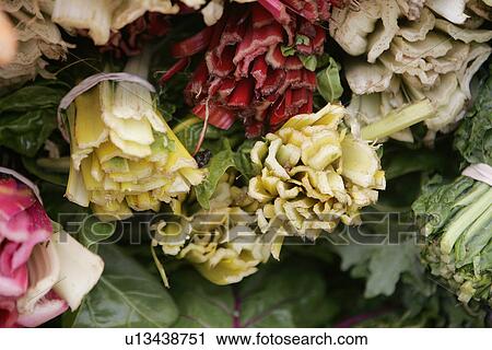 Stock Image - Rainbow Chard at Farmers Market. Fotosearch