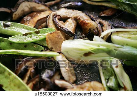 Shitake Mushrooms and Baby Bok Choy in Pan View Large Photo Image Stock Photo - Shitake Mushrooms and Baby Bok Choy in Pan. Fotosearch