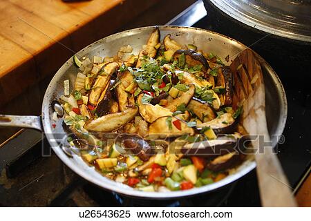 Shitake Mushrooms, Scallions and Peppers in Pan View Large Photo Image Stock Photography - Shitake Mushrooms, Scallions and Peppers in Pan. Fotosearch